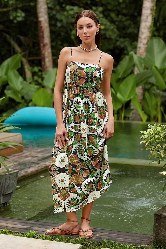 knee length dresses for ladies Floral Poetry Cami Maxi Dress (White) M