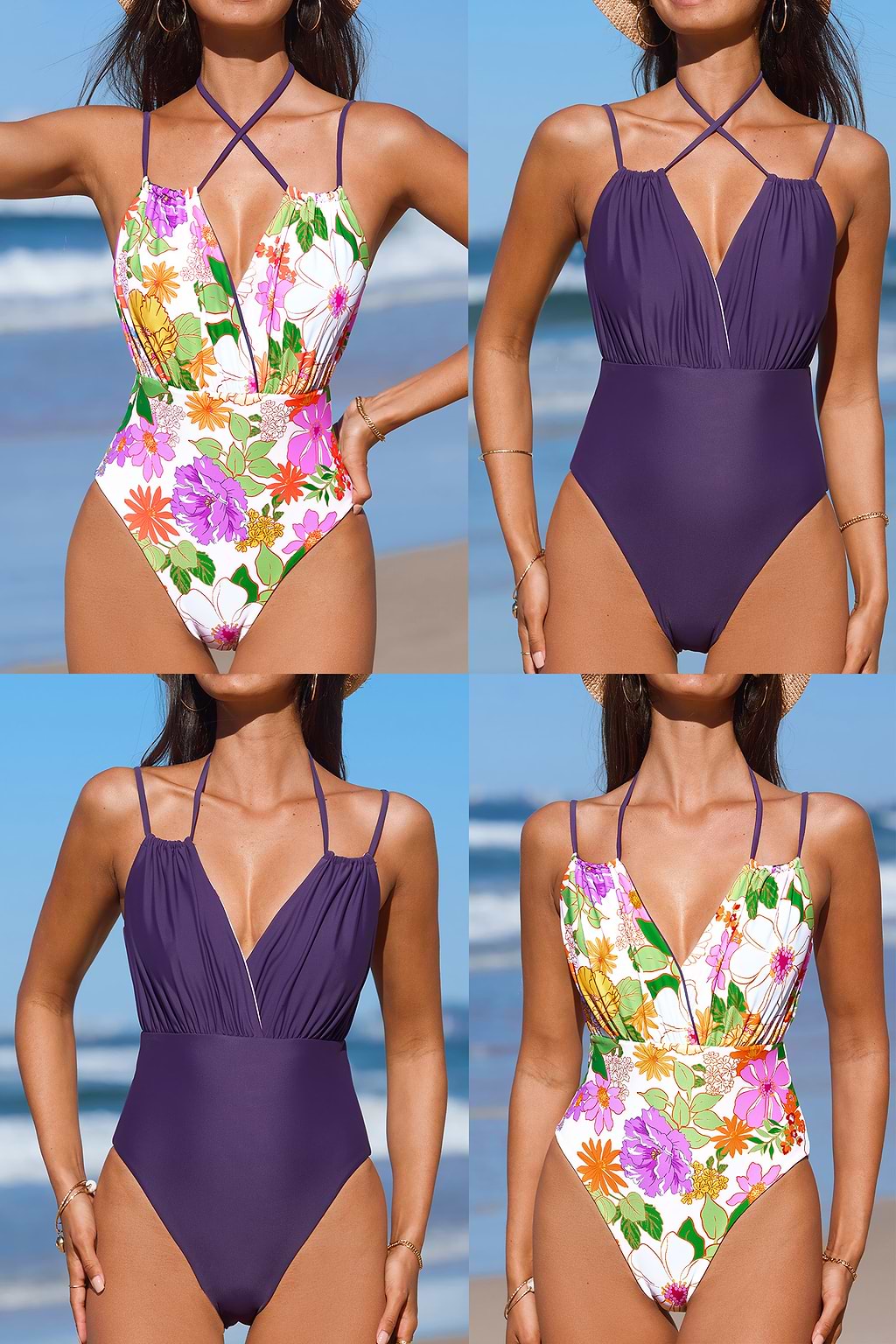 Paulette Reversible Crossover Halterneck One-Piece