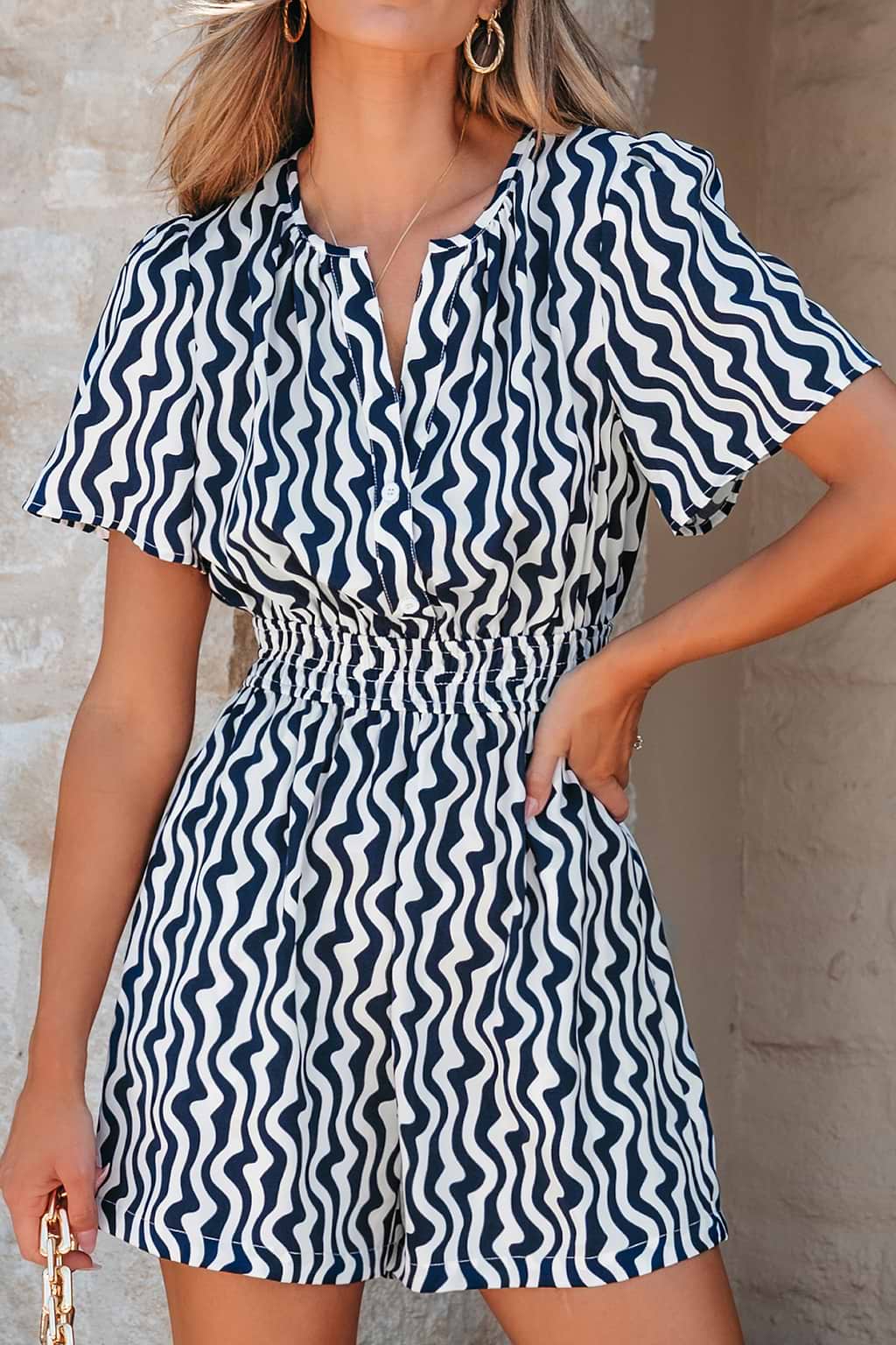 Wavy Print Romper