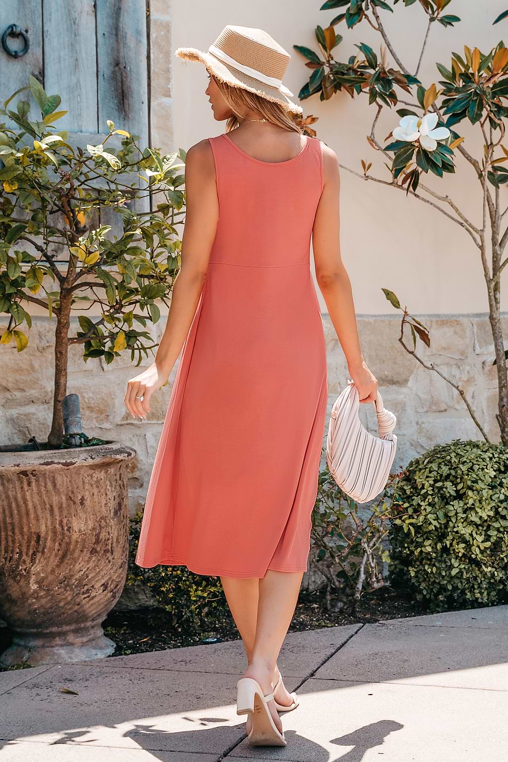 Coral Midi Dress
