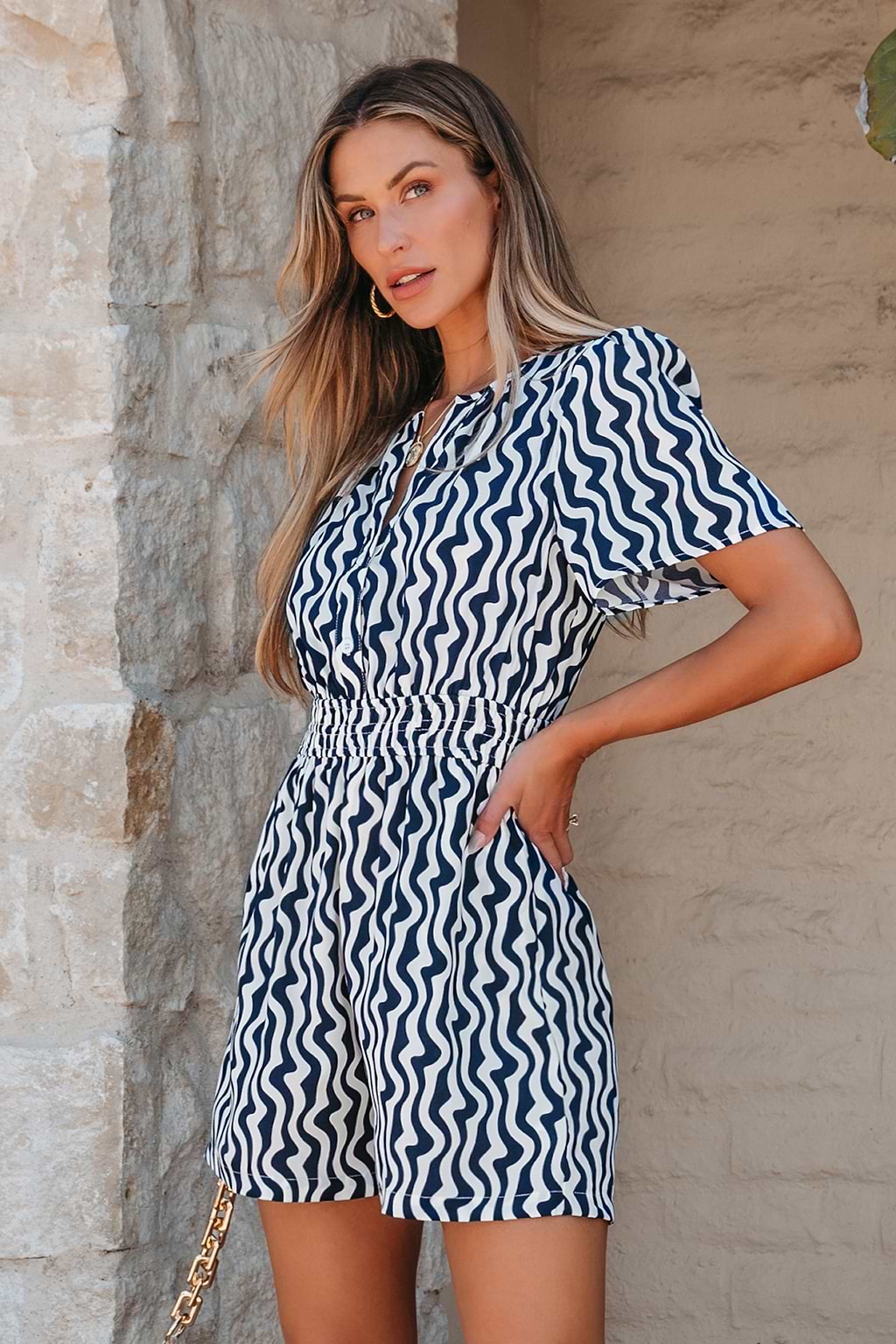 Wavy Print Romper