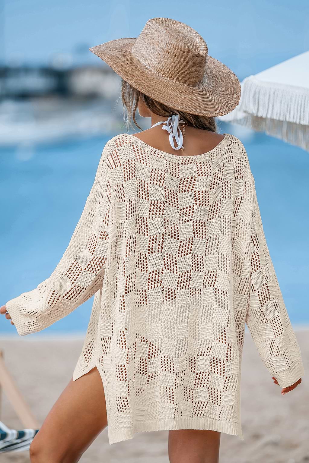 Neutral Round Neck Knit Cover-Up