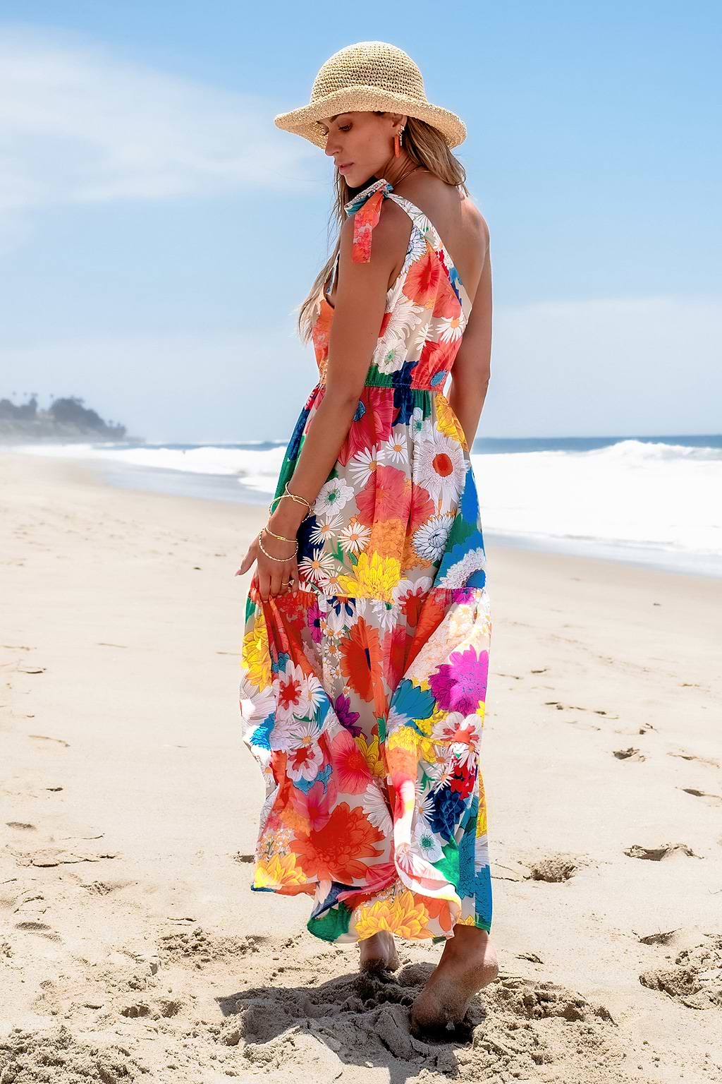 Floral Asymmetrical One-Shoulder Maxi Dress