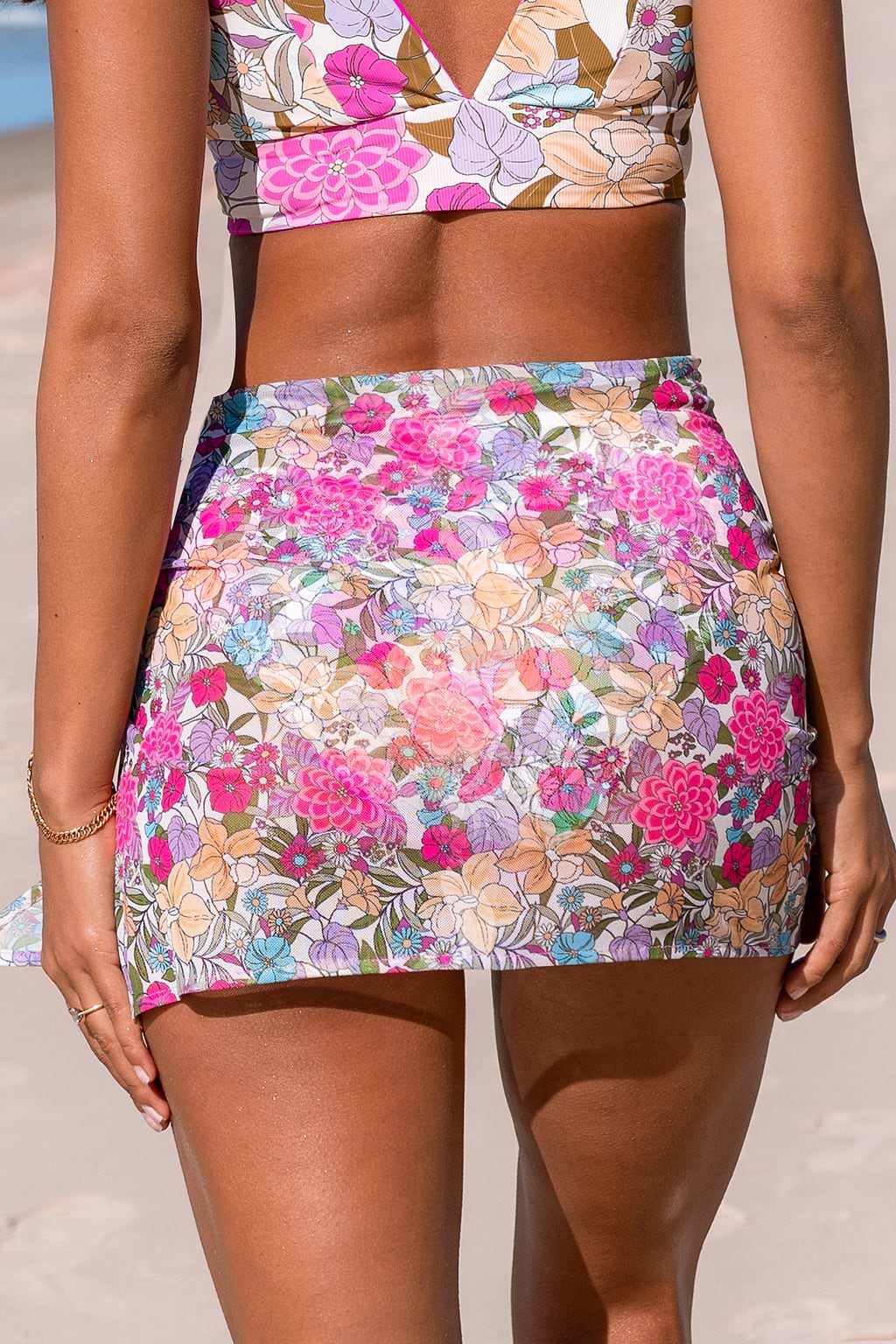 Floral Side Tie Sarong Cover-Up