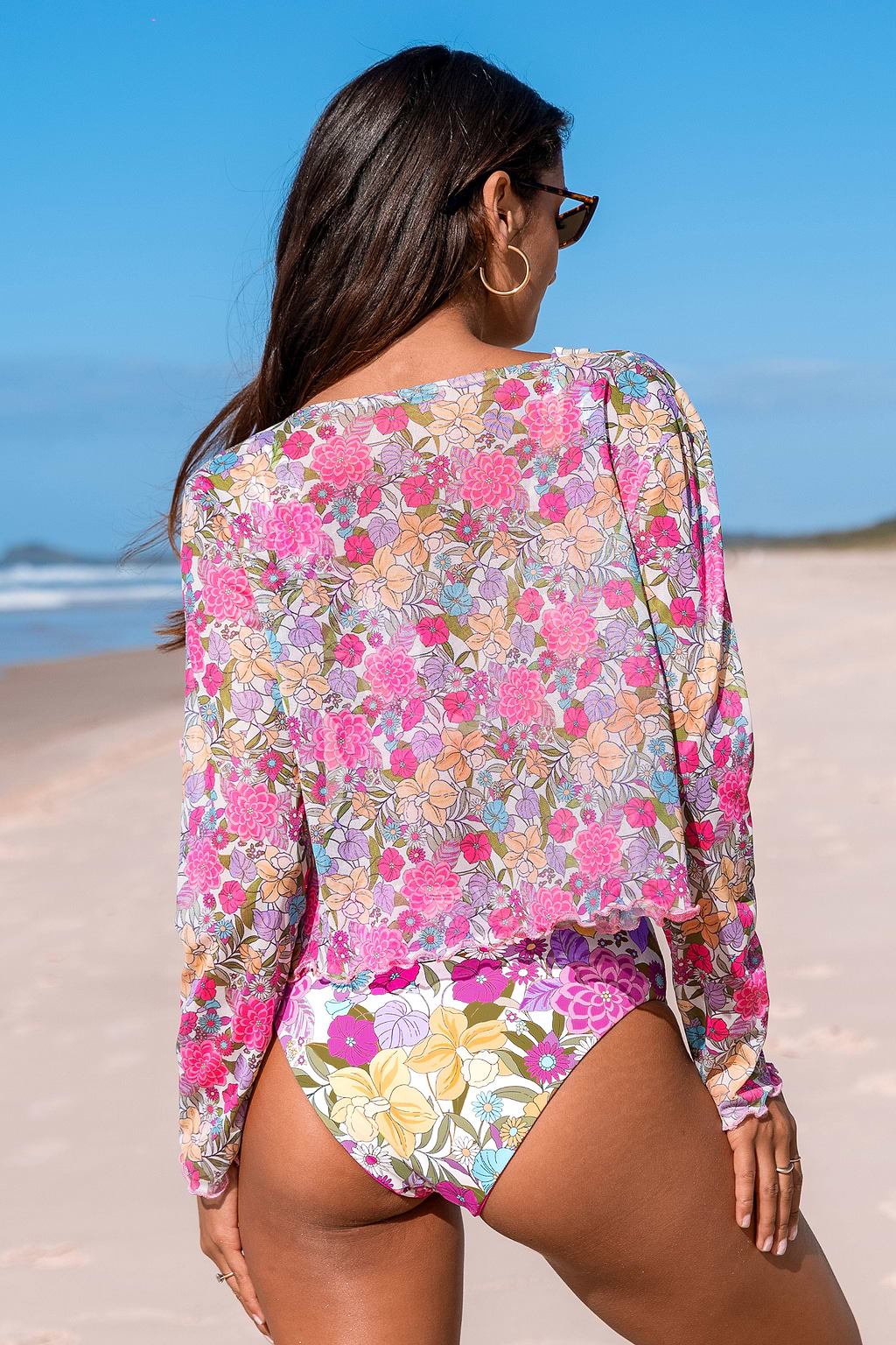 Cárdigan floral de manga larga