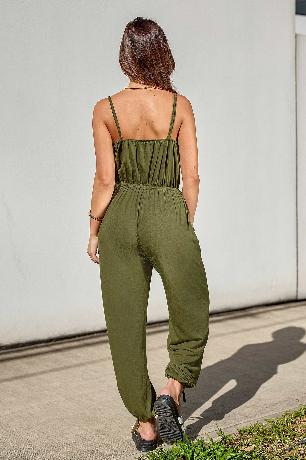Forest Green Drawstring Jumpsuit