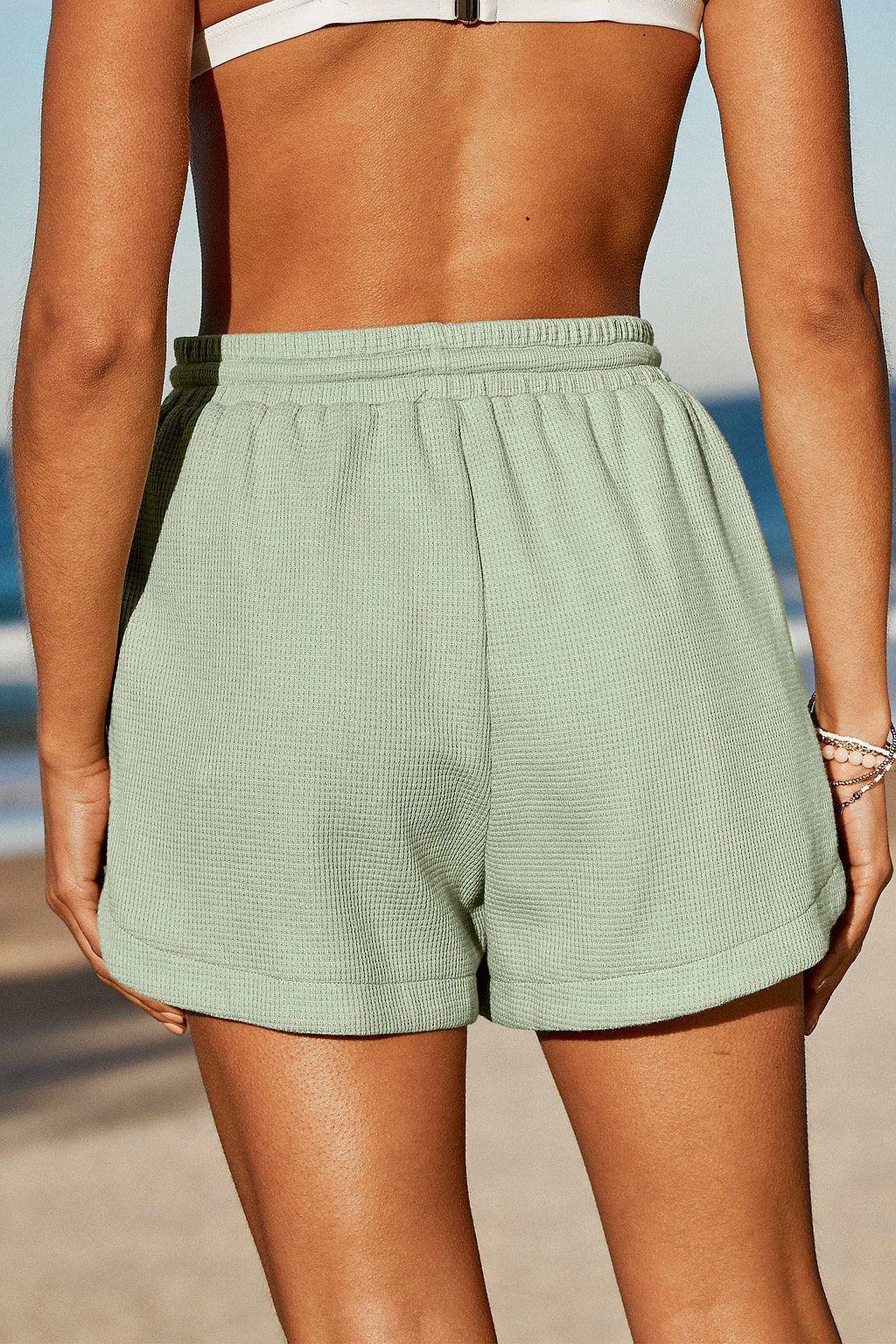 Sage Drawstring Waist Loose Leg Shorts