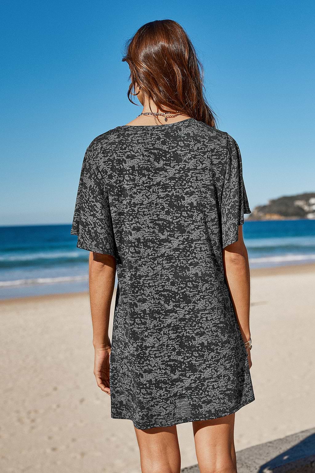 Abstract Print T-Shirt Cover-Up Dress