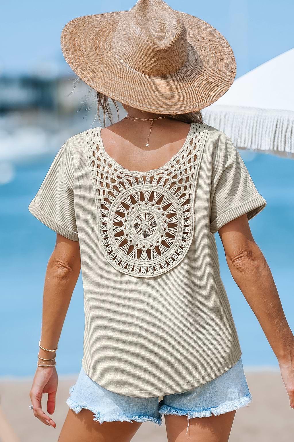 Taupe Short Sleeve V-Neck Tee