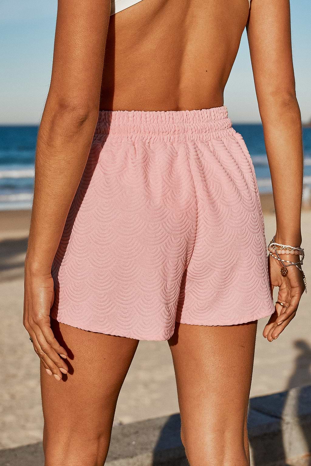 Pink Drawstring Waist Wide Leg Shorts
