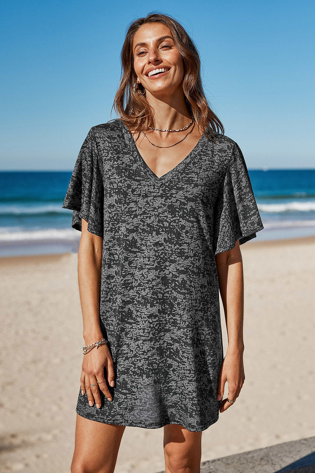 Abstract Print T-Shirt Cover-Up Dress
