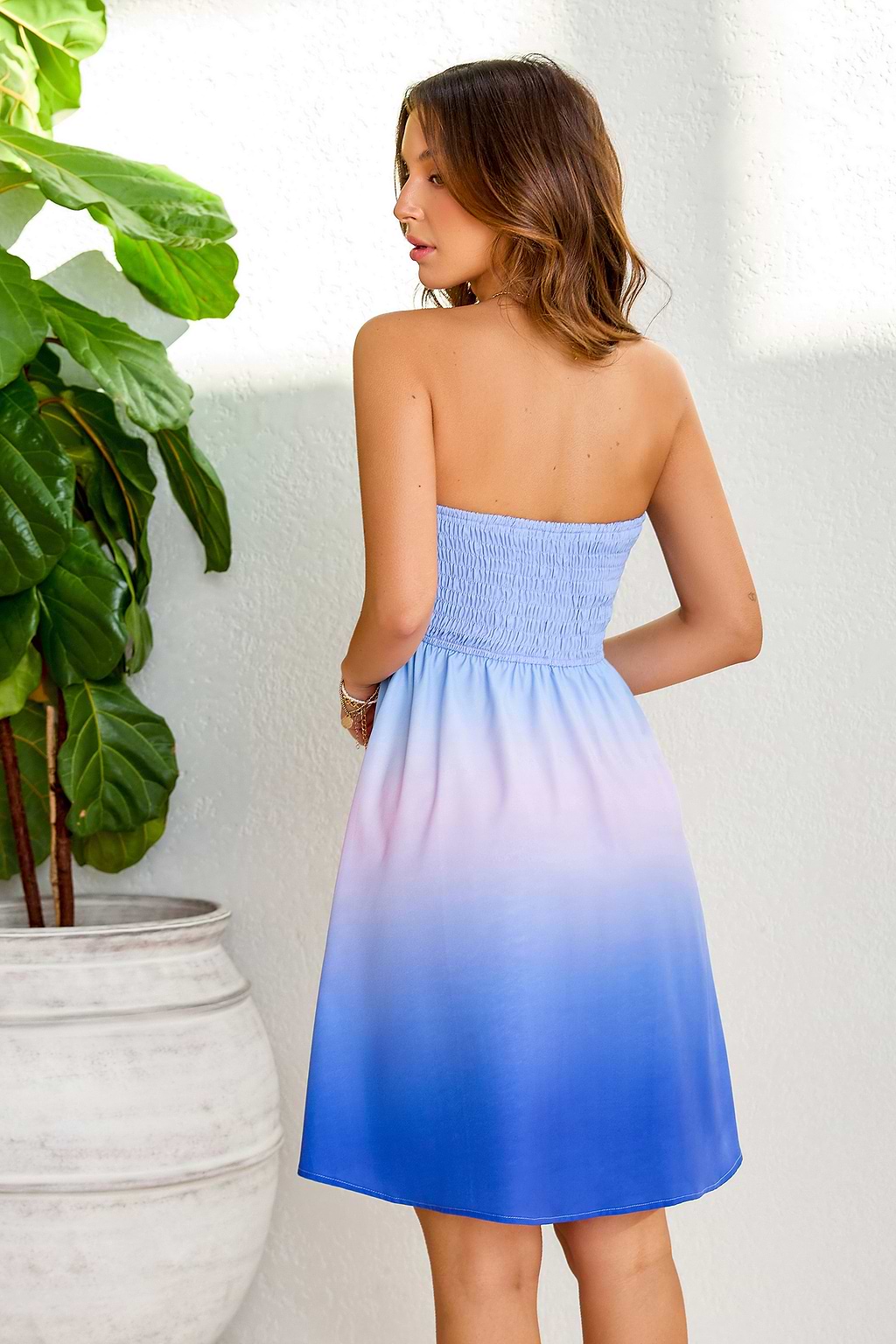 Ombre Wash Smocked Tube Dress