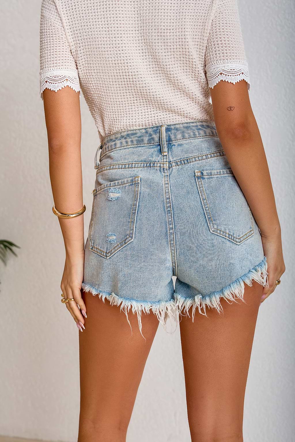 Distressed Denim Shorts