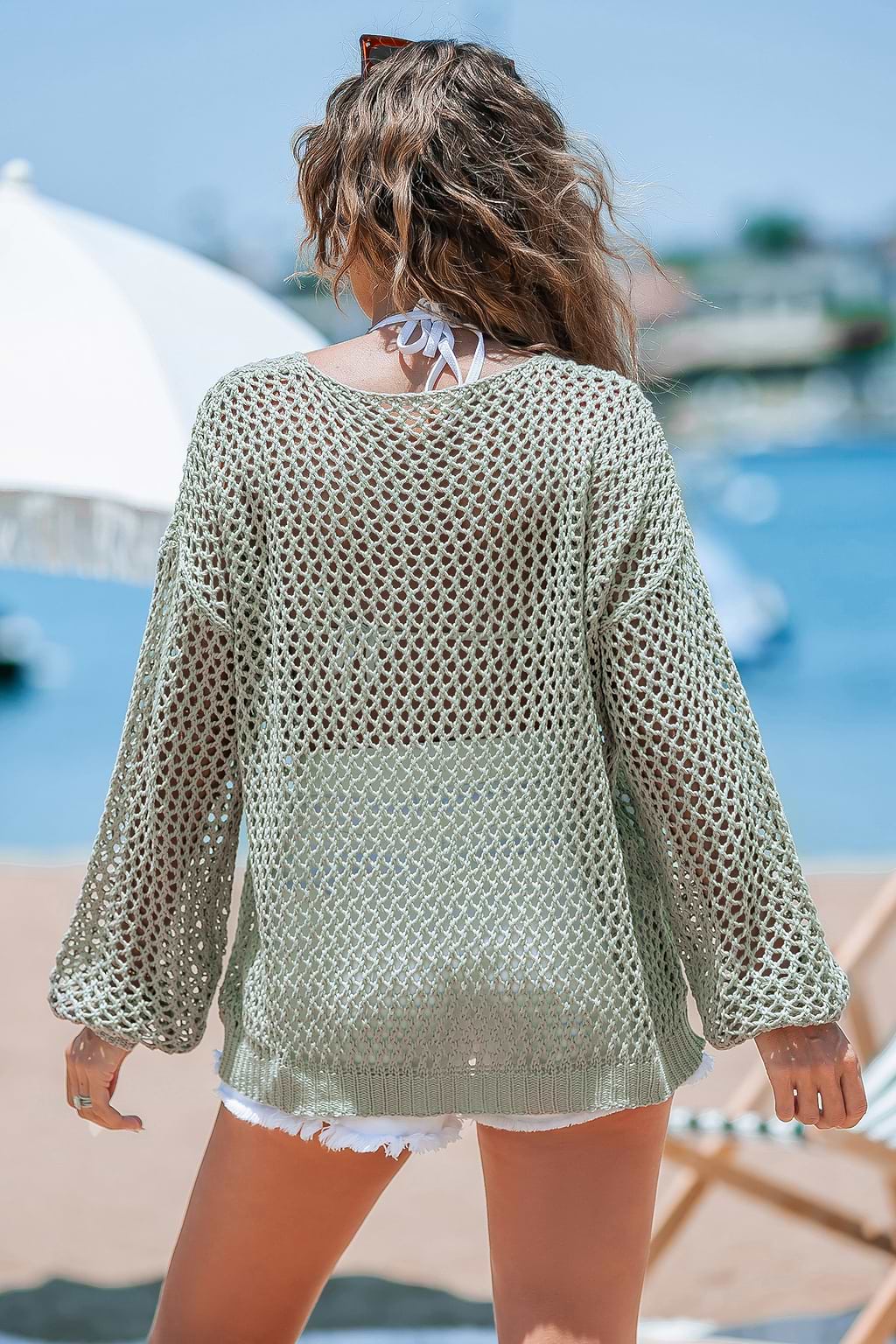 Green Long Sleeve Star Knit Sweater