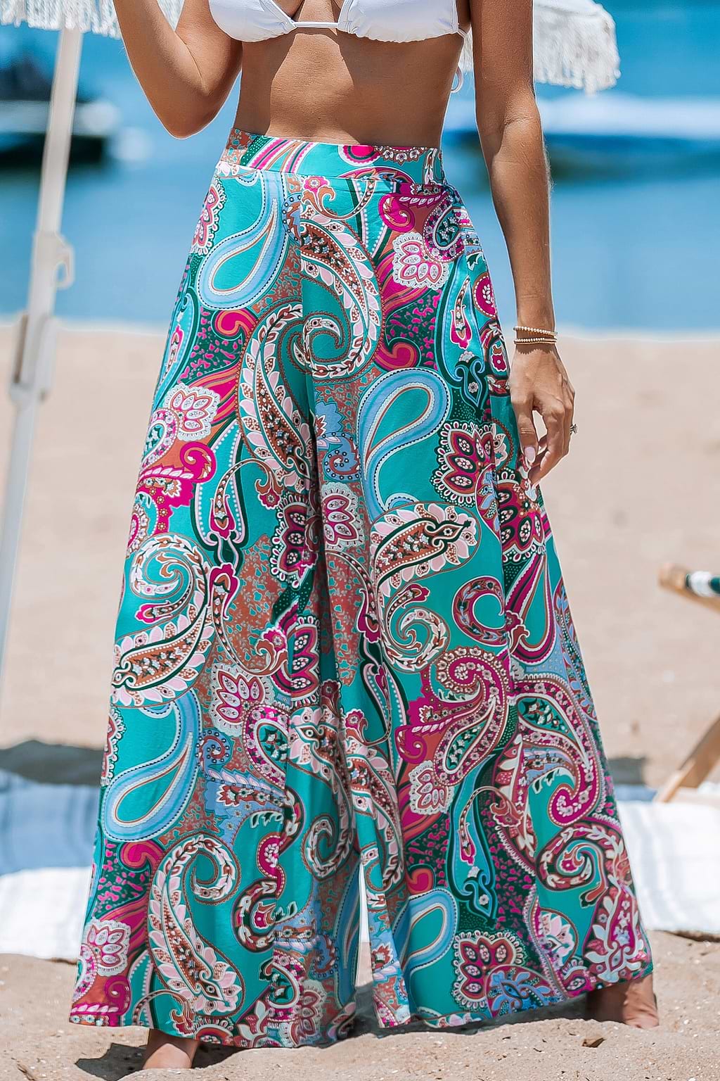 Paisley High-Rise Wide Leg Pants