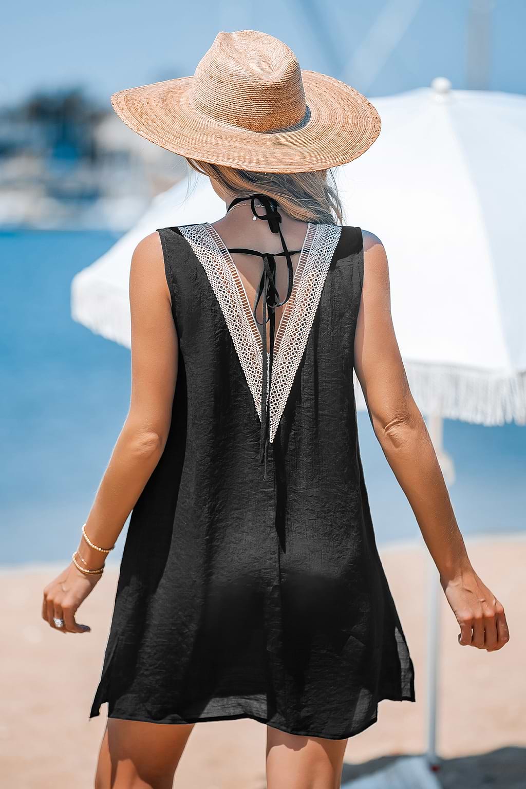 Navy Blue Sleeveless Cover-Up Dress