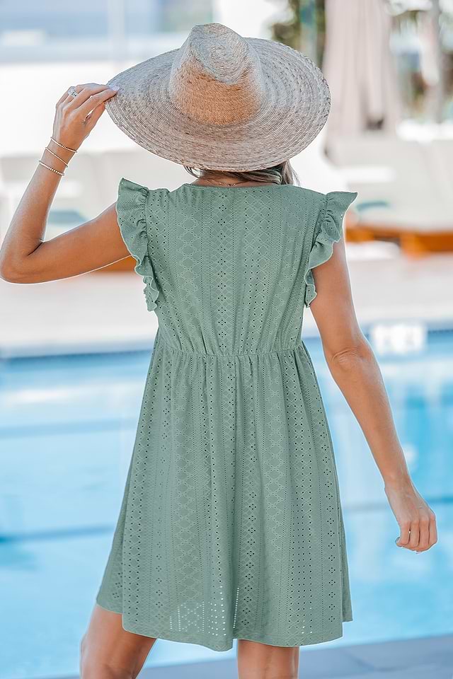 lace flutter sleeve mini dress Women's Flutter Sleeve Mini Dress XS