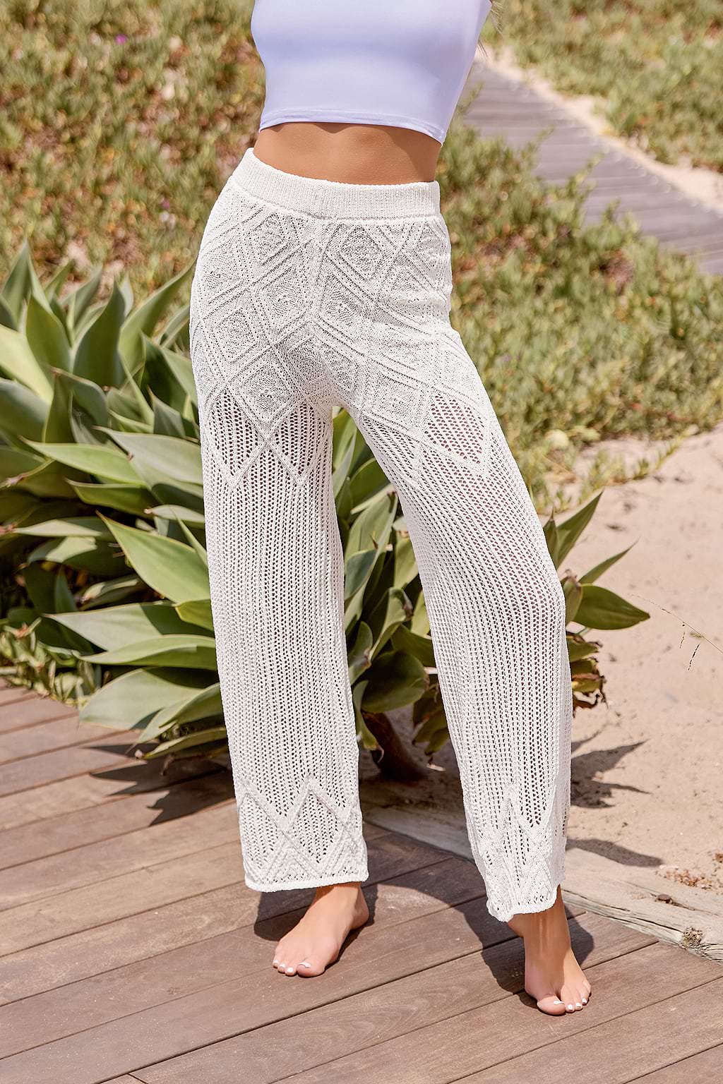 Pantalon en tricot à jambe droite