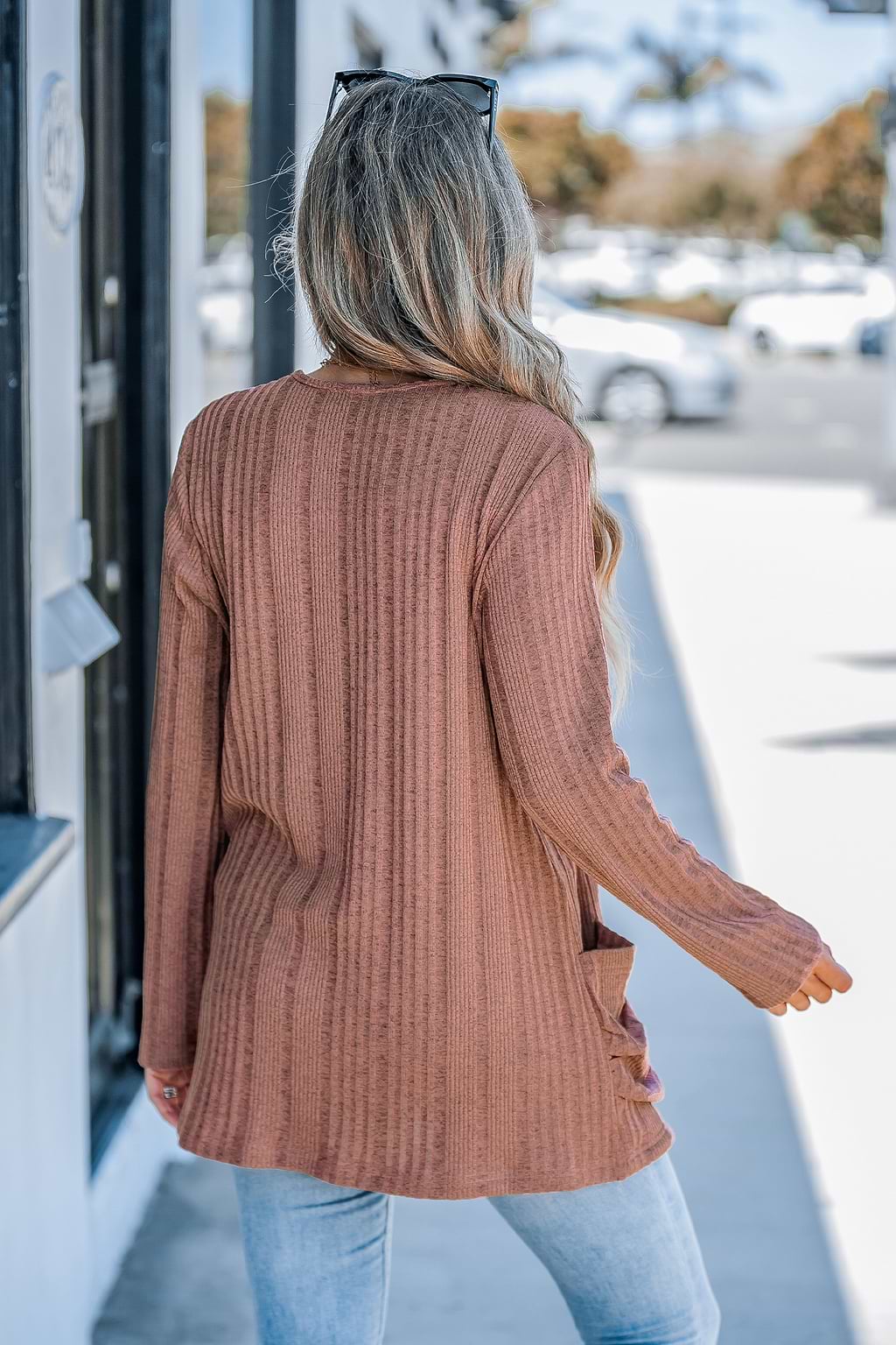Ribbed Open-Front Cardigan