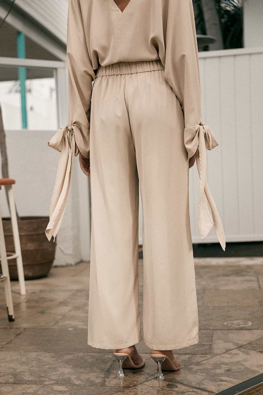 Khaki High-Rise Pants