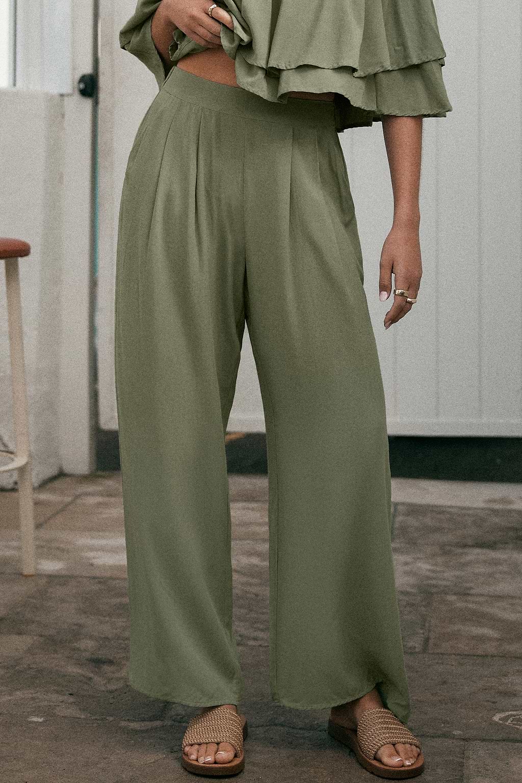 Sage High-Rise Wide-Leg Pants