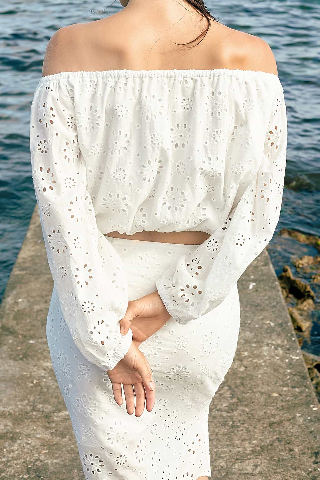 Floral Eyelet Off-Shoulder Top