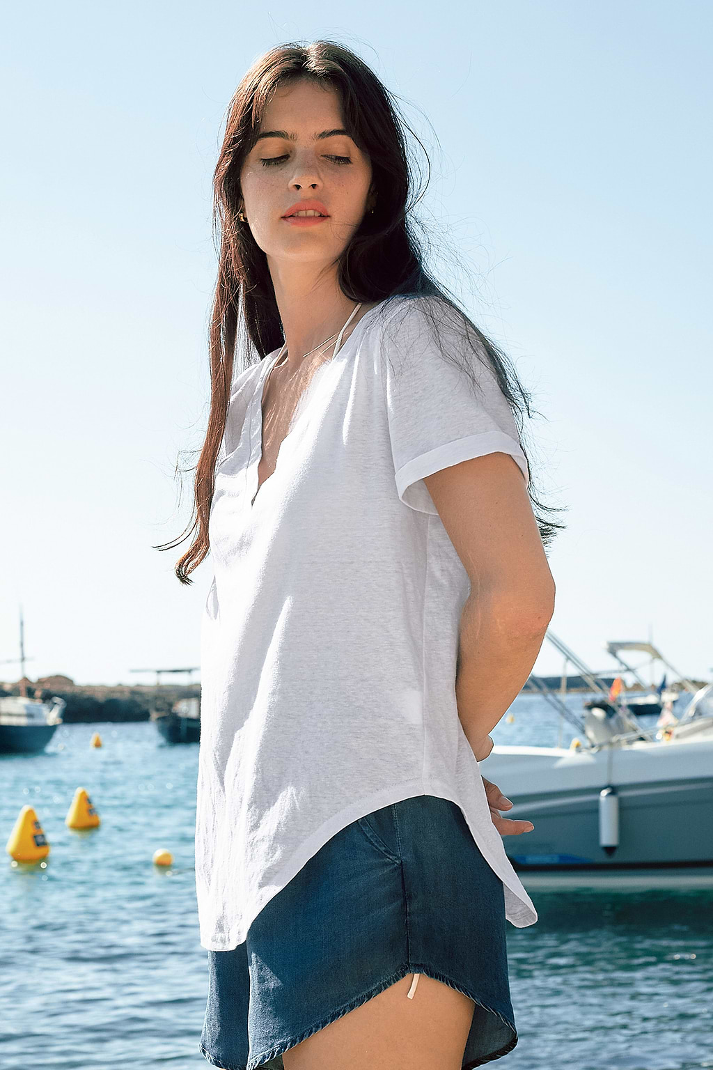 White V-Neck Tee