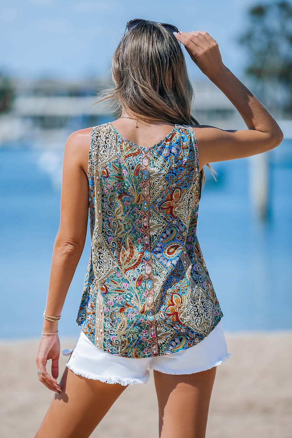 Paisley Lace Trim V-Neck Tank
