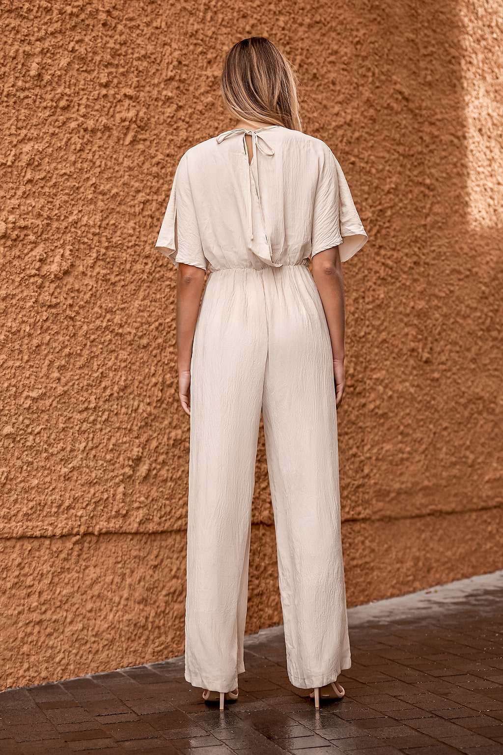 Apricot Dolman Sleeve Flared Leg Jumpsuit