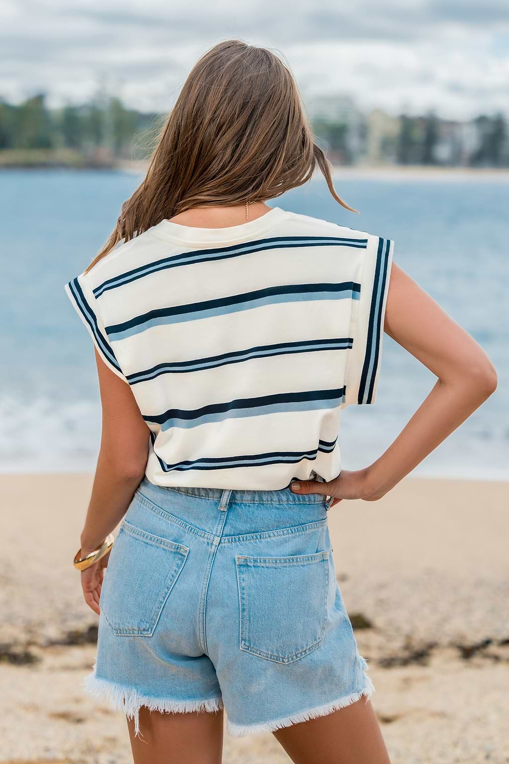 Striped Round Neck Muscle Tee