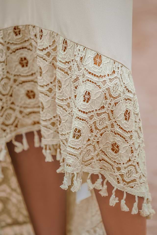 chinese dress ladies Beige Floral Lace Midi Dress main image 0