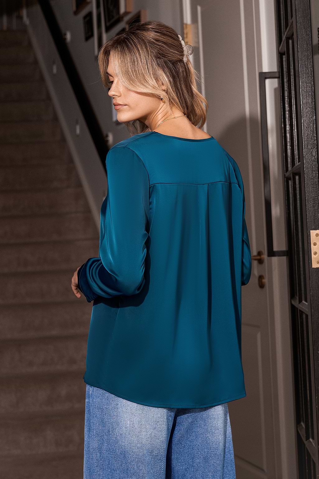 Navy Blue Long Sleeve Top