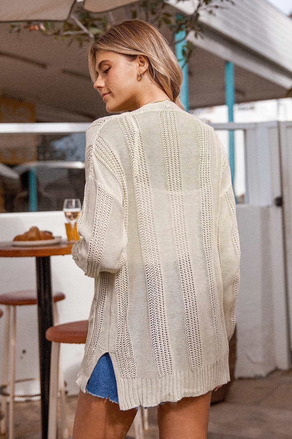 Khaki Knit Pocket Open-Front Cardigan