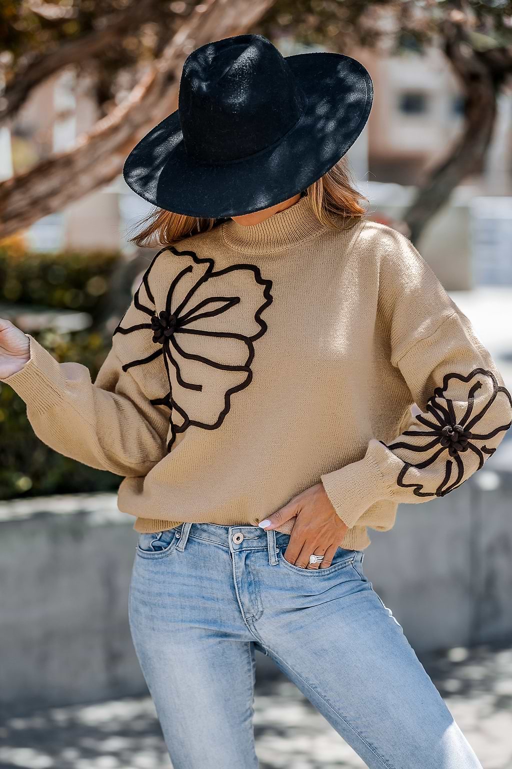 Khaki Long Sleeve Turtleneck Sweater