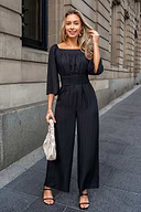 Combinaison à col carré et jambes droites noire