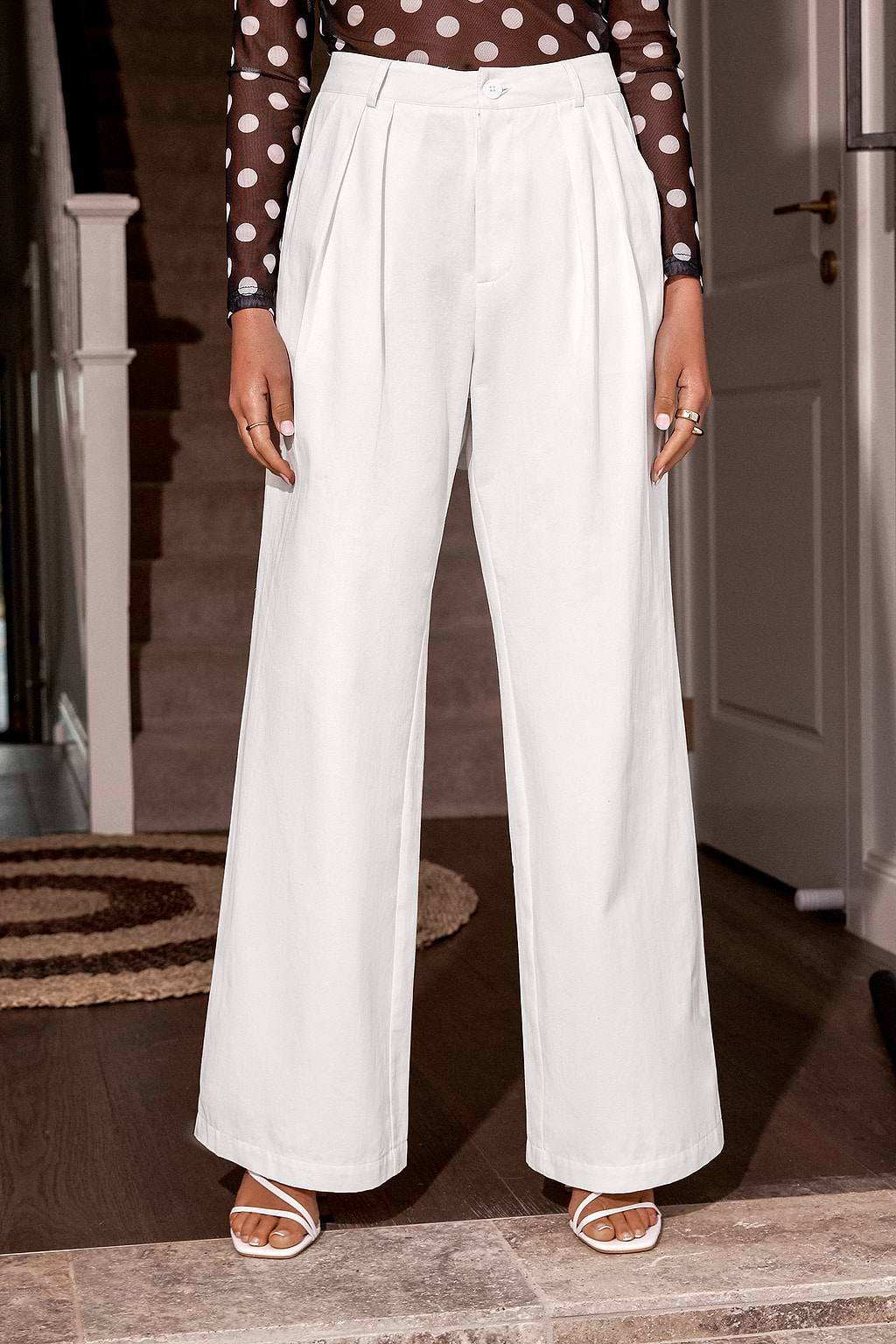Pleated High-Rise Wide-Leg Pants