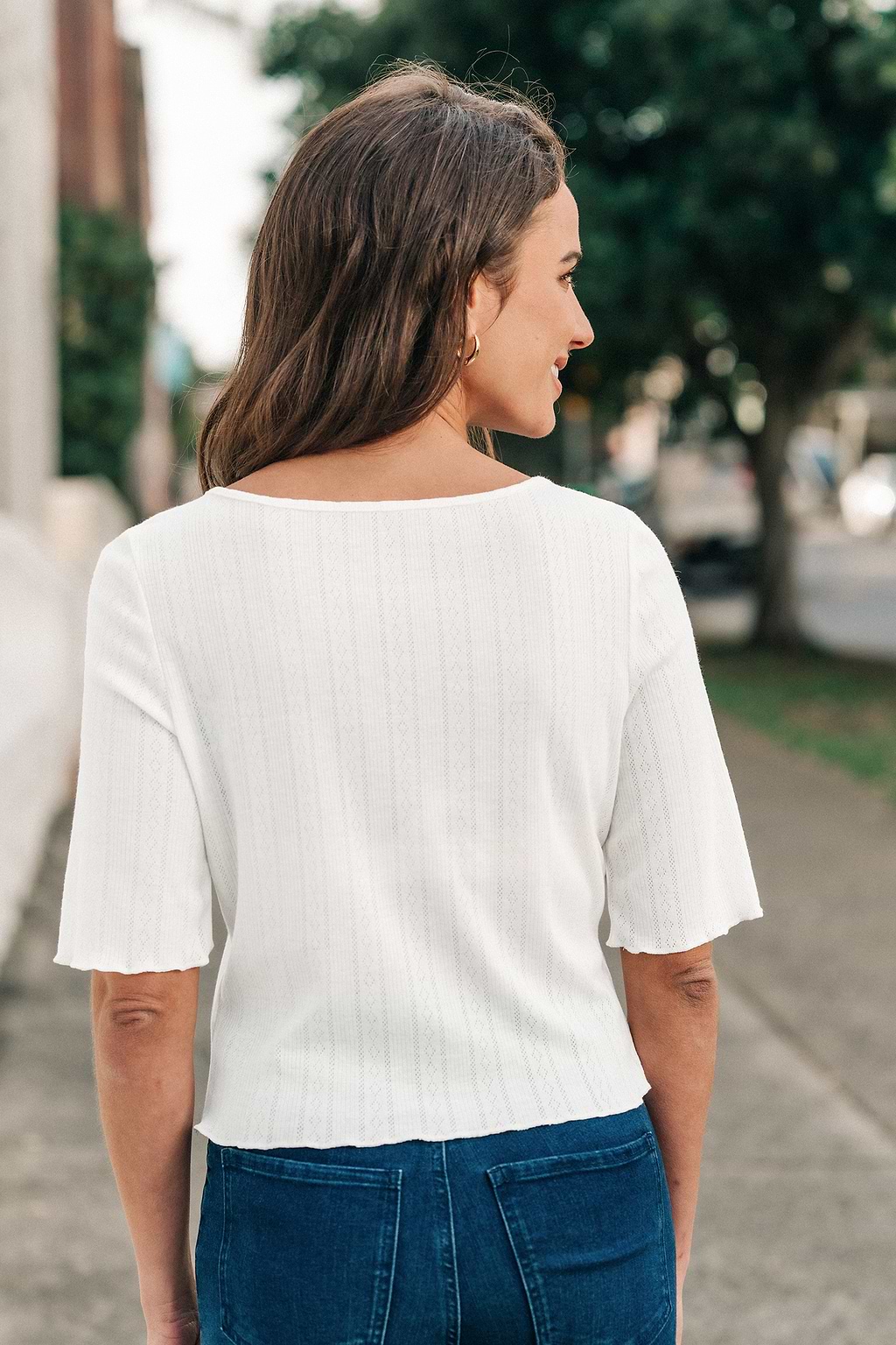 Beige Round Neck Half Sleeve Top