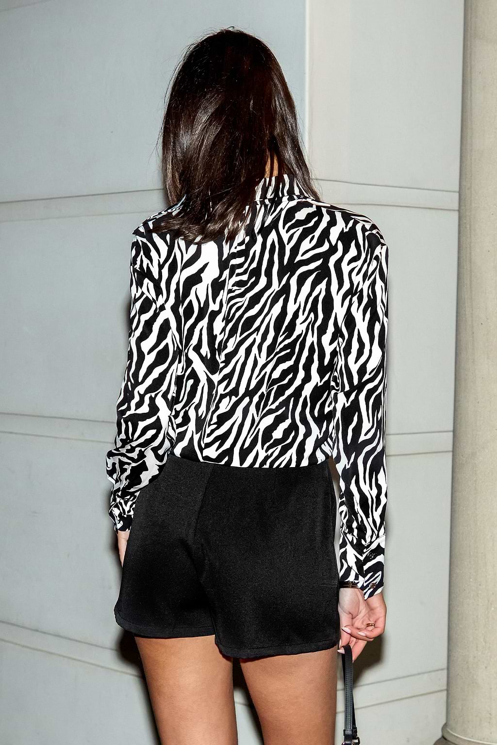 Zebraprint kraag overhemd met lange mouwen en knopen