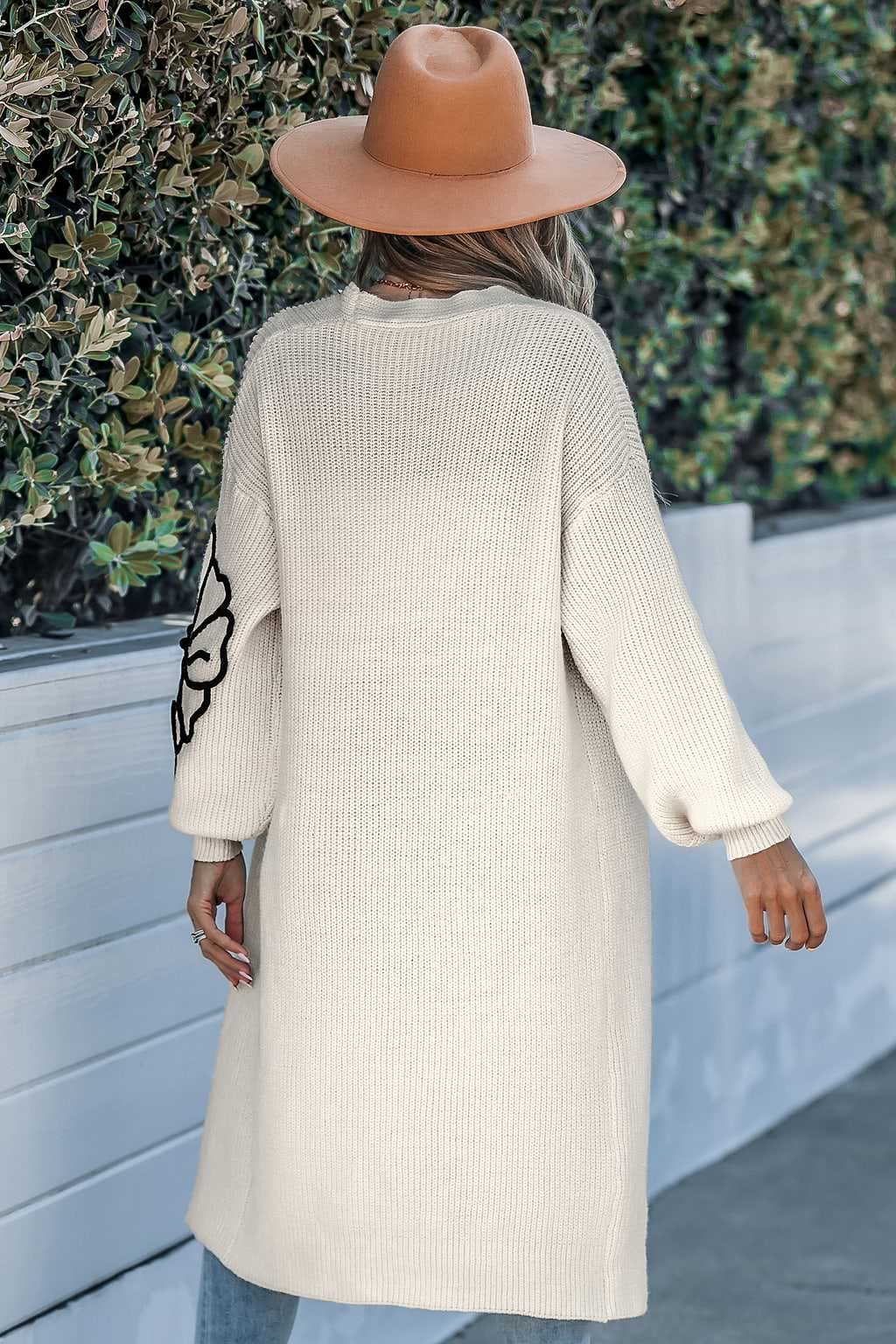 Ivory Floral Long Sleeve Duster