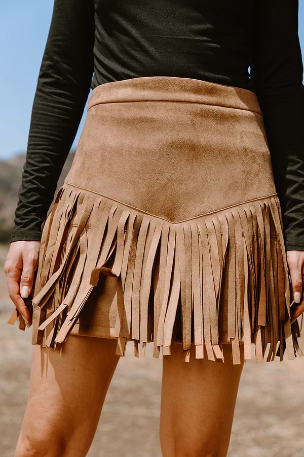 Jupe Longue En Daim Coldwater Creek Neuve - Taille 8, Couleur Beige, Coupe Droite