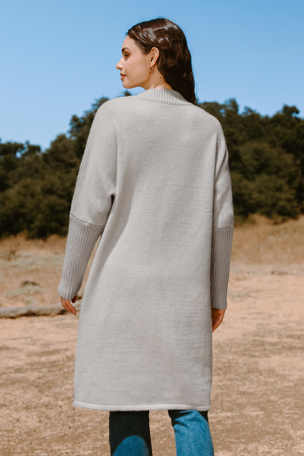 Khaki Mockneck Long Sleeve Mini Sweater Dress
