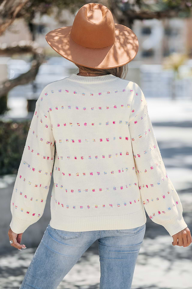 Maglione a maniche lunghe con pois arcobaleno - Main Image