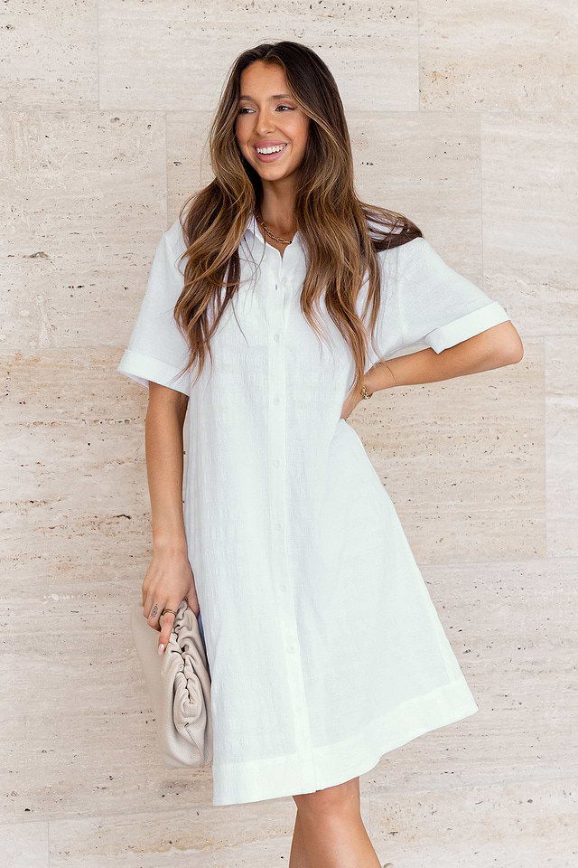 Cotton Linen Collared Front Button Midi Dress Cotton Linen Collared Front Button Midi Dress