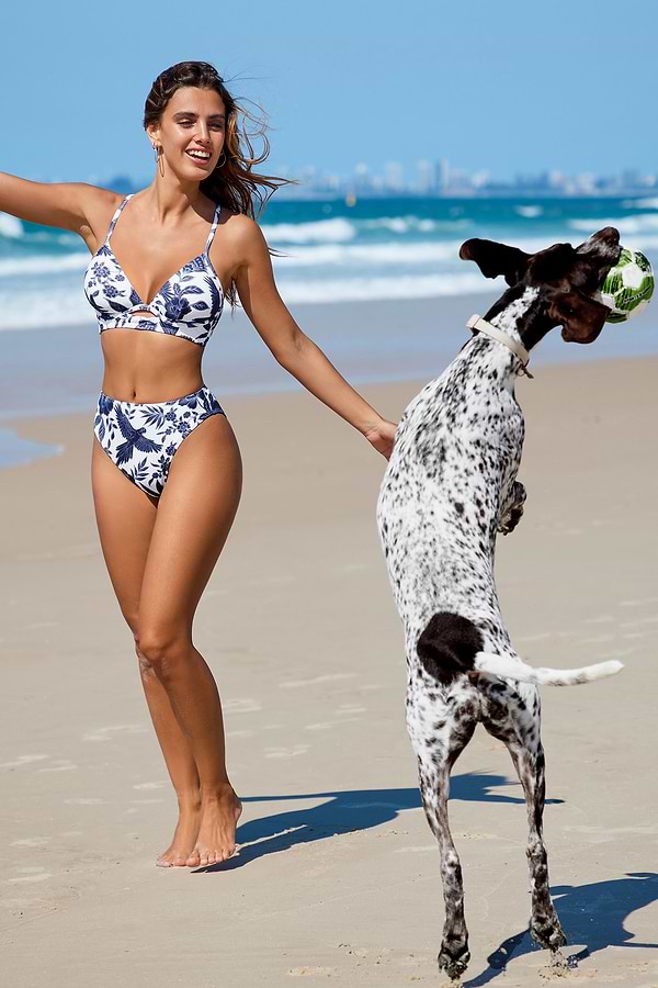 Frequent Flyer Plunging Bikini Top & High-Rise Bottoms Set