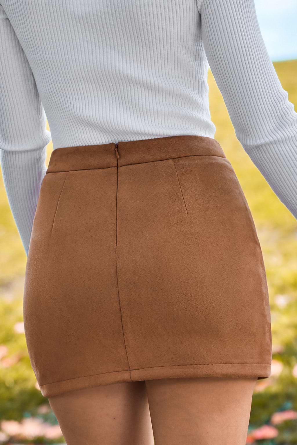 Brown Faux Suede Mini Skrit