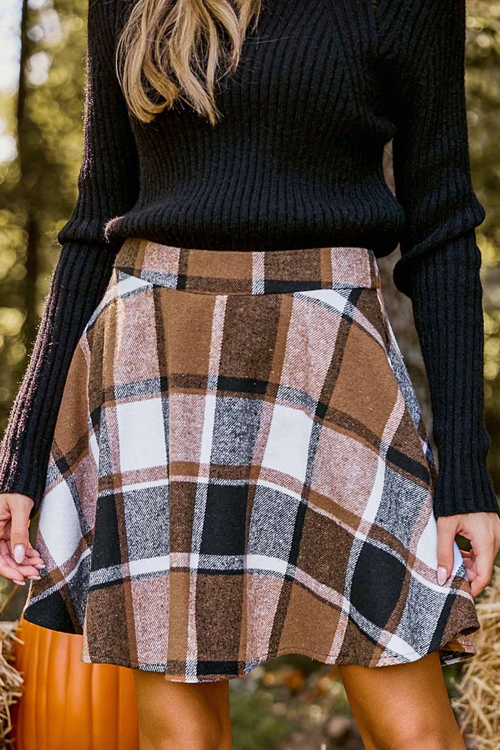 Plaid Flared Mini Skirt
