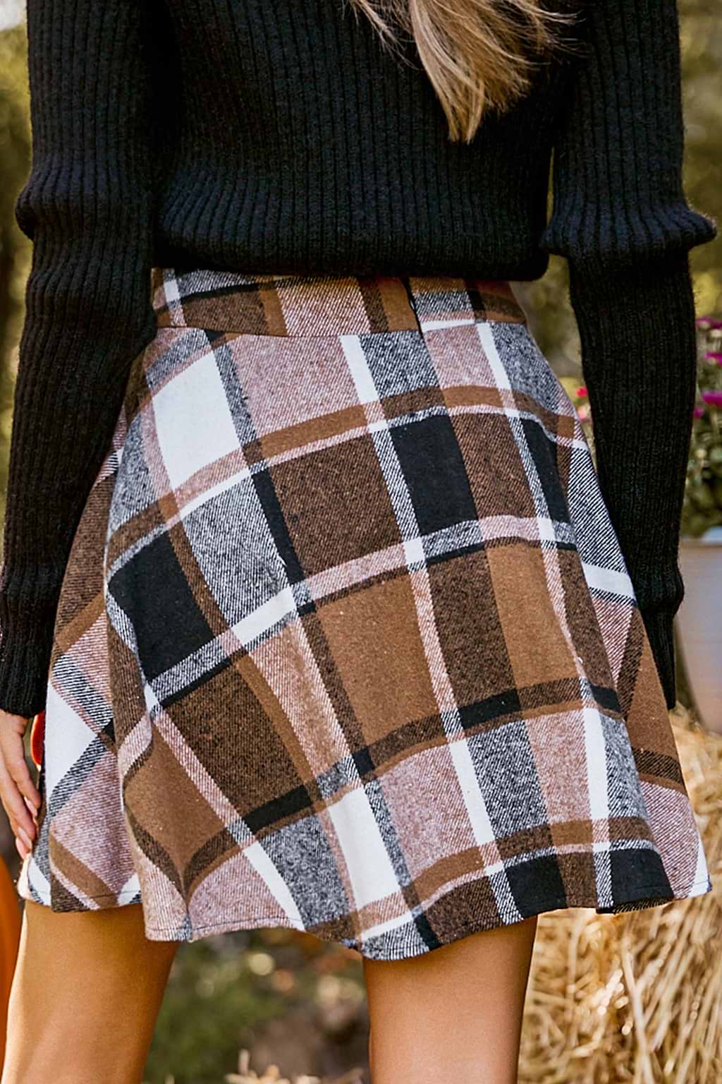 Plaid Flared Mini Skirt