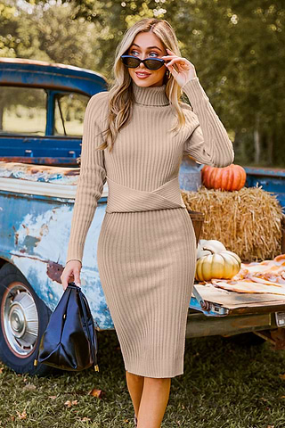 Turtleneck Dress Outfit Ribbed Knit Dress Long Sleeve Lulus Long