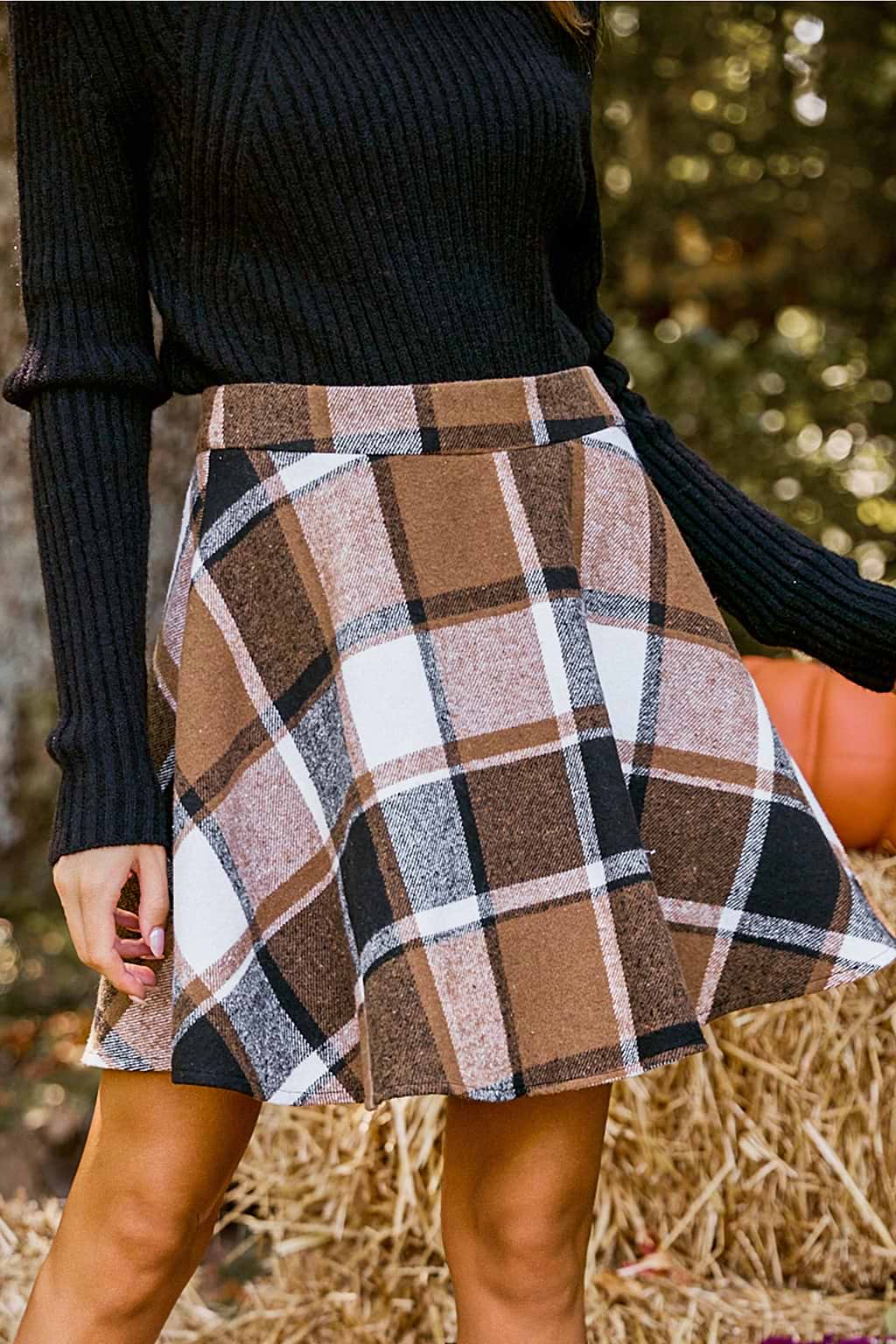 Plaid Flared Mini Skirt