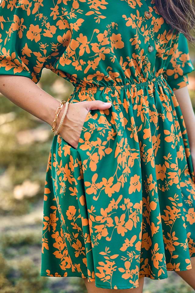 green and yellow mini dress Milly Maria Embroidered Mini Dress